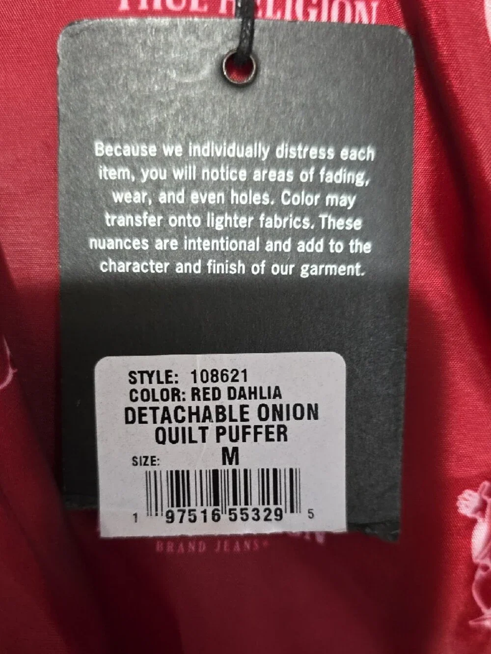 True Religion lightweight quilted